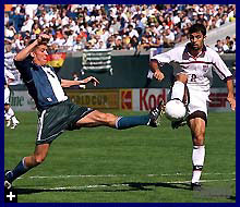 Jovan Kirovski of the USA scored one of the most amazing goals in U.S. Soccer History to get the rout started.